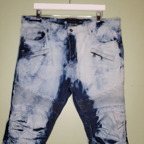Decibel Jeans 42x32 Acid Wash Zip Pockets Grunge Streetwear Punk Rock Moto Y2K - Picture 3 of 7